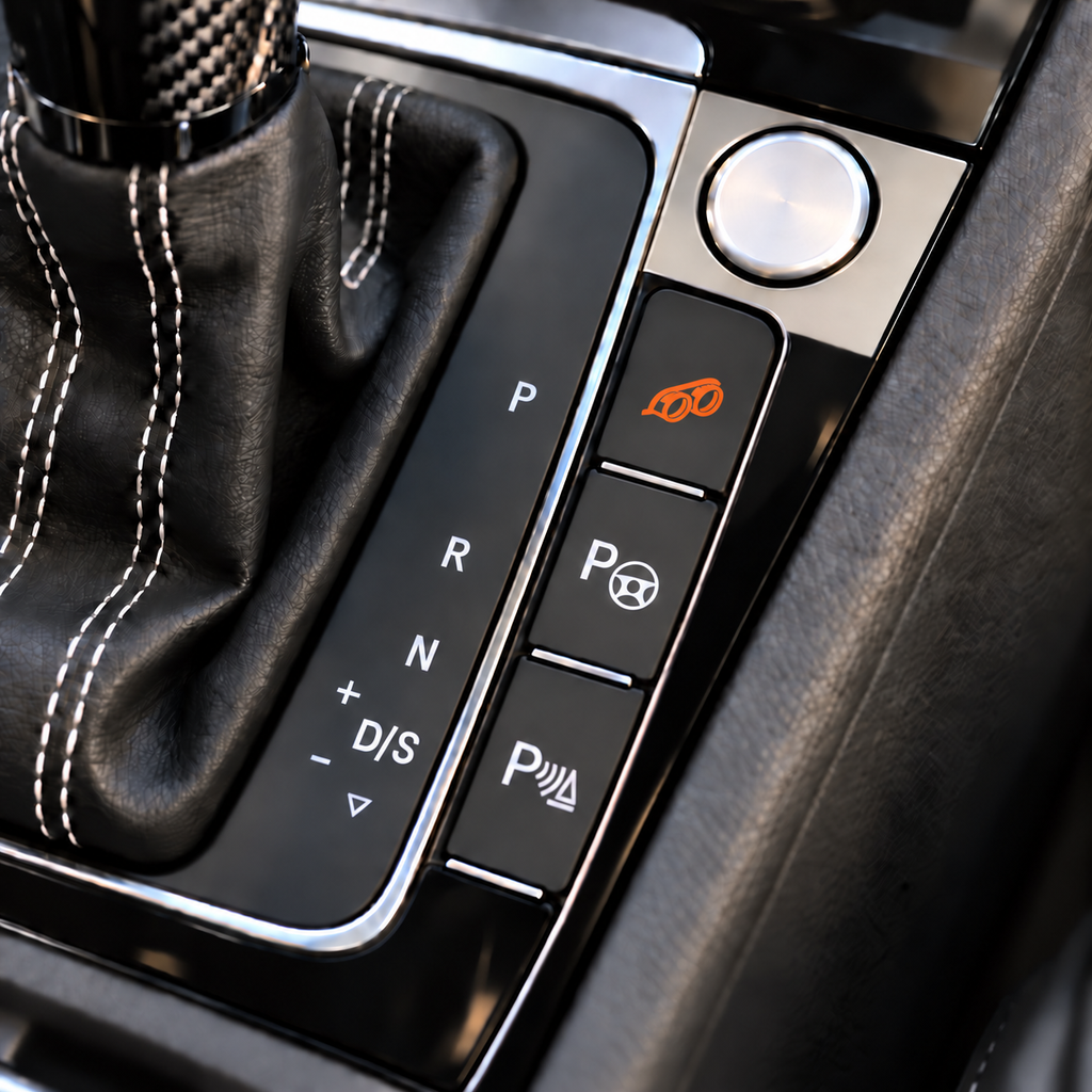 Volkswagen Golf MK7 console with integrated PB Valves exhaust button