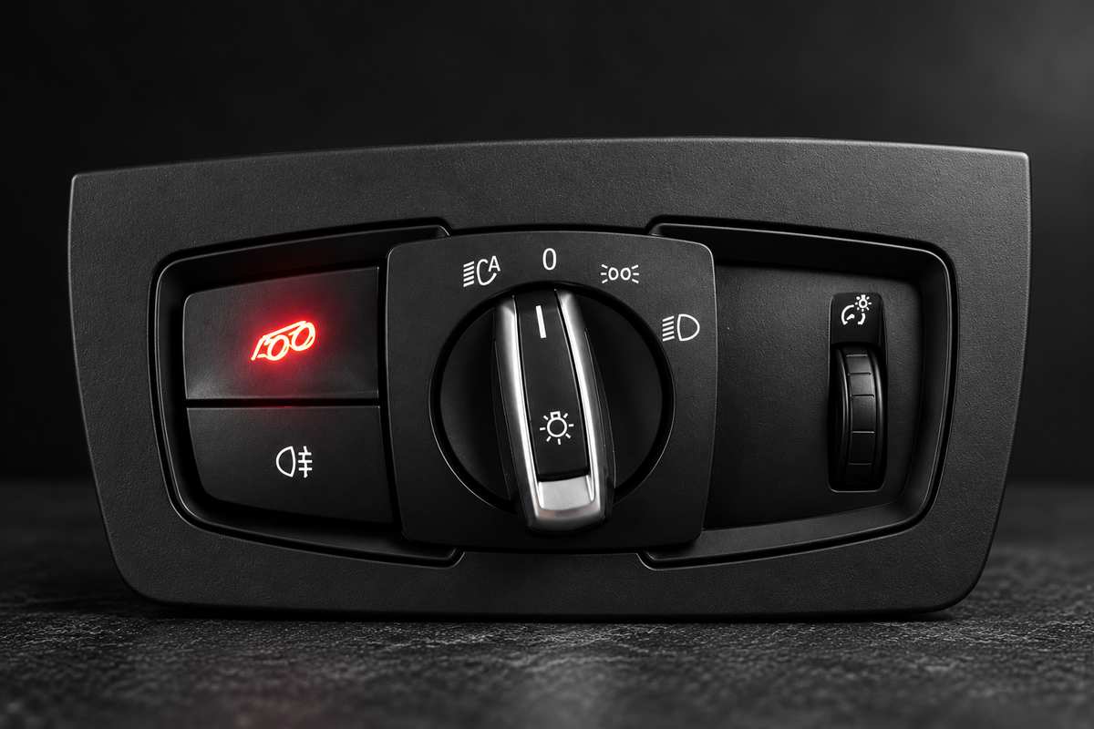 BMW F8X lighting control panel with integrated PB Valves exhaust button